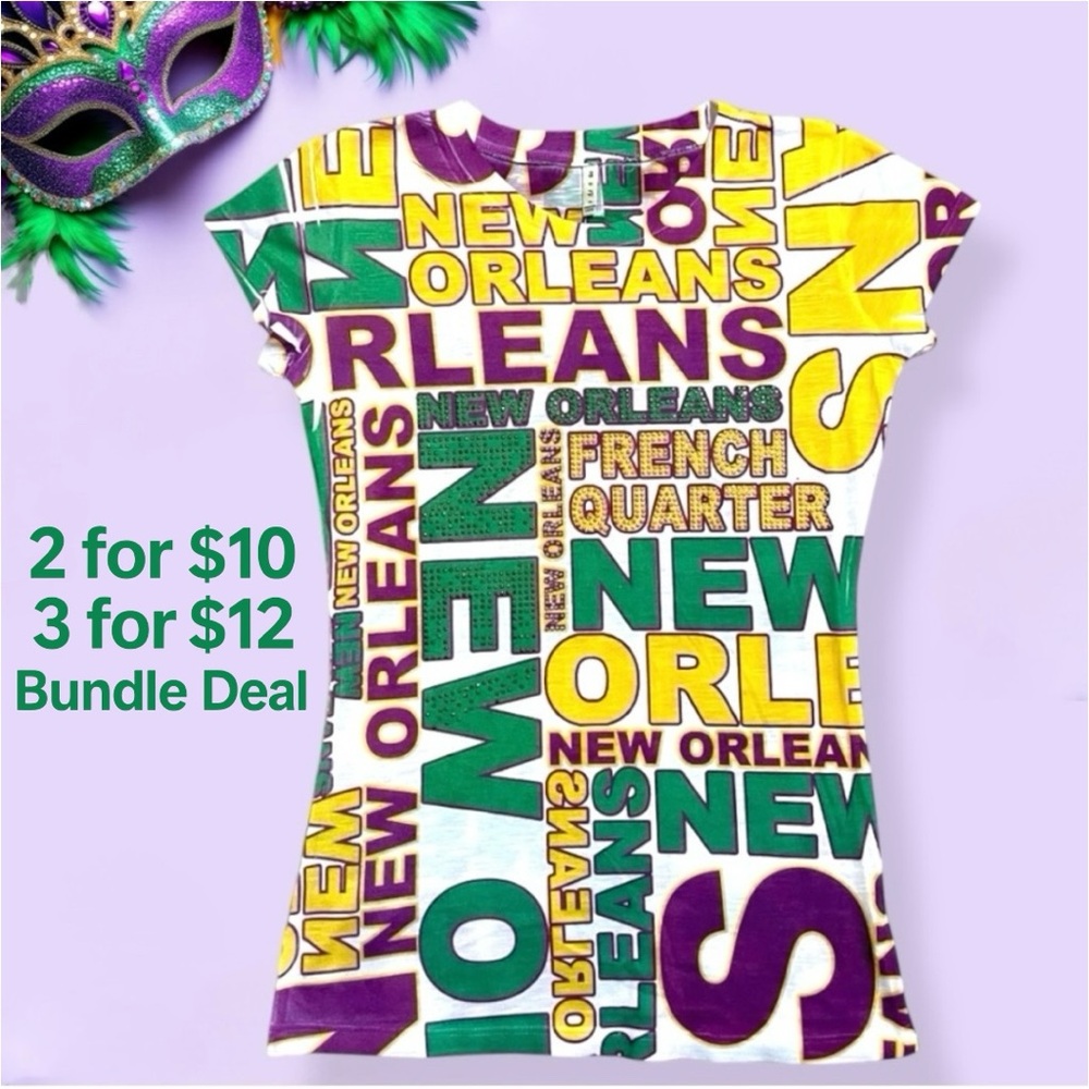 Mardi Gras Bling T-Shirt M – New Orleans French Quarter Graphic Tee